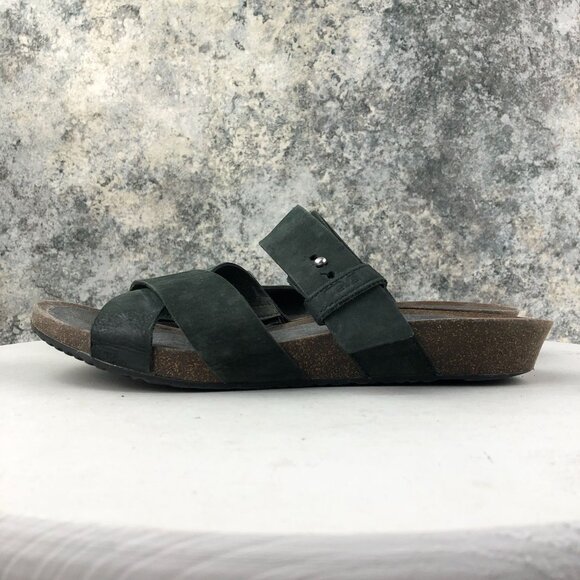Teva Women's Size 10 Mahonia Black Leather Crisscross Slide Wedge Sandals - Picture 5 of 15